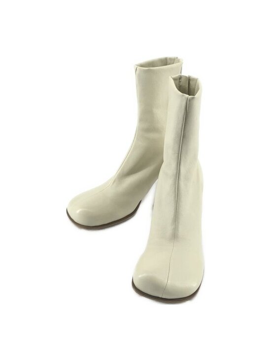 Bottega Veneta Ivory Off White Colour Lean Ankle Boots  Bottega Veneta Leather Block Ankle Boots 37 Ivory